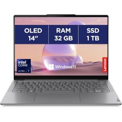 Yoga Slim 7 14IMH9 - Ordinateur Portable 14'' OLED WUXGA (Intel Core Ultra 7 155H, RAM 32Go, SSD 1To, Intel Arc Graphics,Windows 11 Home) Clavier rétroéclairé AZERTY FR - Lunaire Gris