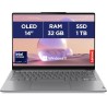 Yoga Slim 7 14IMH9 - Ordinateur Portable 14'' OLED WUXGA (Intel Core Ultra 7 155H, RAM 32Go, SSD 1To, Intel Arc Graphics,Windows 11 Home) Clavier rétroéclairé AZERTY FR - Lunaire Gris